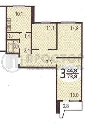 Продам трехкомнатную (3-комн.) квартиру, Таллинская ул, 9к2, Москва г