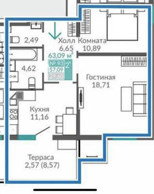 Продам двухкомнатную (2-комн.) квартиру, Александра Суворова пр-кт, 107, Симферополь г