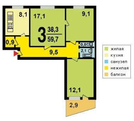 Продам трехкомнатную (3-комн.) квартиру, Красноярская ул, 9, Москва г