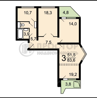 Продам трехкомнатную (3-комн.) квартиру, Белореченская ул, 45к1, Москва г