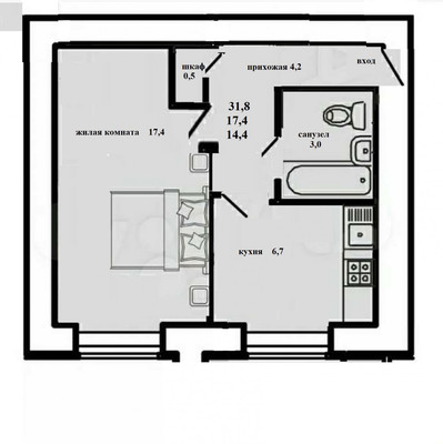 Продам однокомнатную (1-комн.) квартиру, Нефтяник п, 12, Пенза г