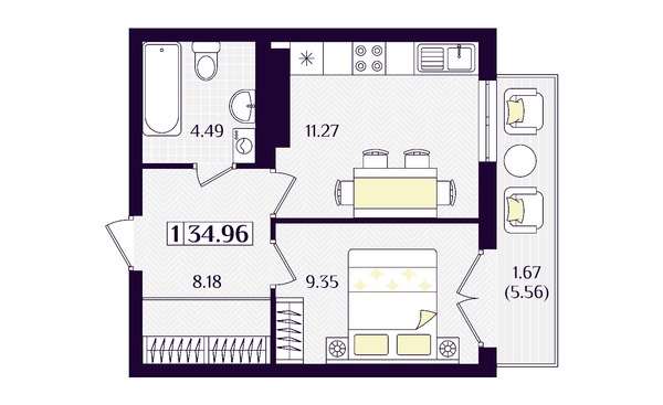 Продам однокомнатную (1-комн.) квартиру (долевое), Потемкина ул, 15ак1, Зеленоградск г