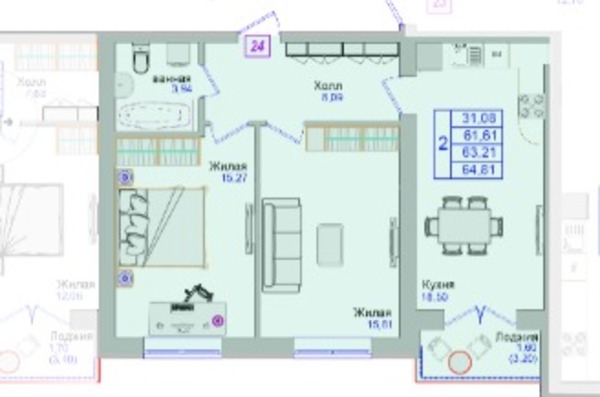 Продам двухкомнатную (2-комн.) , Калининградский пр-кт, 70Е, Светлогорск г
