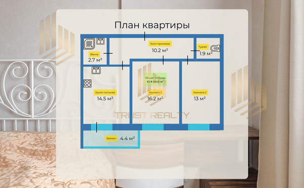 Продам двухкомнатную (2-комн.) квартиру, Королёва пр-кт, , 57к1, Санкт-Петербург г