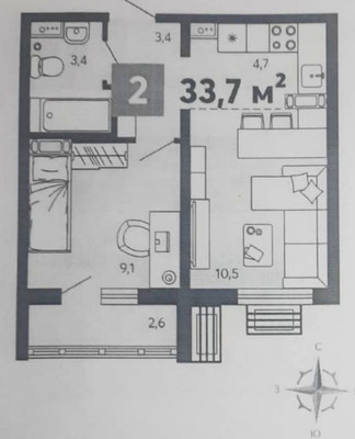 Продам однокомнатную (1-комн.) квартиру, Крупской ул, 8, Пенза г