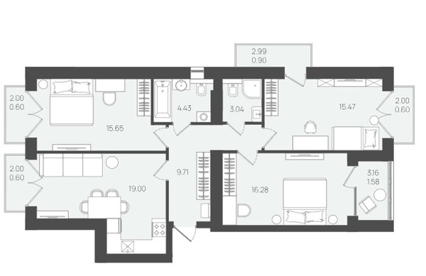 Продам трехкомнатную (3-комн.) квартиру (долевое), Молодежная ул, Пионерский г