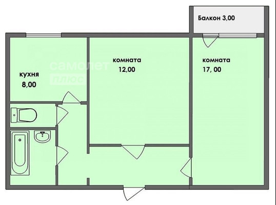 Продам двухкомнатную (2-комн.) квартиру, Тимохина ул, 26, Непецино с