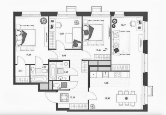 Продам трехкомнатную (3-комн.) квартиру, Открытое ш, 14Д, Москва г