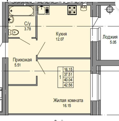 Продам однокомнатную (1-комн.) квартиру, Молодежная ул, 3, Семеновка с