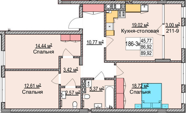 Продам трехкомнатную (3-комн.) квартиру, Гагарина ул, 87, Зеленоградск г