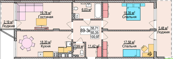 Продам трехкомнатную (3-комн.) квартиру, Гагарина ул, 87, Зеленоградск г