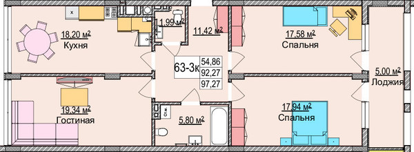 Продам трехкомнатную (3-комн.) квартиру, Гагарина ул, 87, Зеленоградск г
