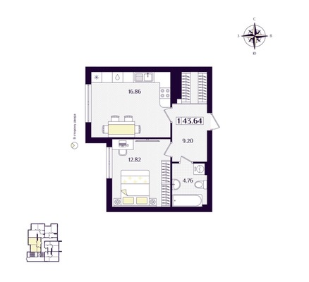 Продам однокомнатную (1-комн.) квартиру (долевое), Потемкина ул, Зеленоградск г