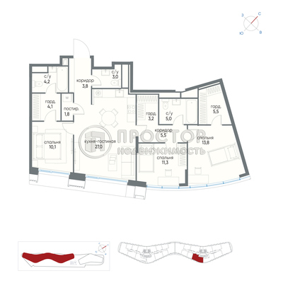 Продам трехкомнатную (3-комн.) квартиру (долевое), 8 кв-л, Москва г