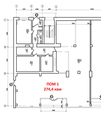 Сдам торговое помещение 274,4 м2, Ленинский пр-кт, 68, Калининград г