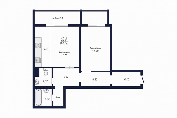 Продам двухкомнатную (2-комн.) , Краснопольский пр-кт, 36, Челябинск г
