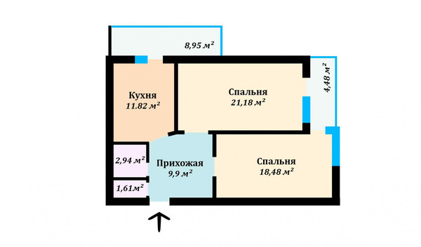 Продам двухкомнатную (2-комн.) квартиру, им. Архитектора Ишунина ул, 7/1к1, Краснодар г