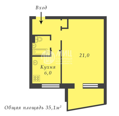 Продам однокомнатную (1-комн.) квартиру, Фабрициуса ул, 24, Москва г