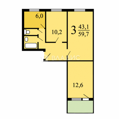 Продам трехкомнатную (3-комн.) квартиру, Искры ул, 9, Москва г