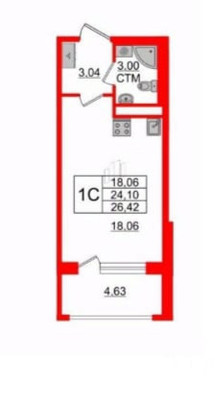 Продам однокомнатную (1-комн.) квартиру (долевое), Буденного пр-кт, 12, Стрельна п