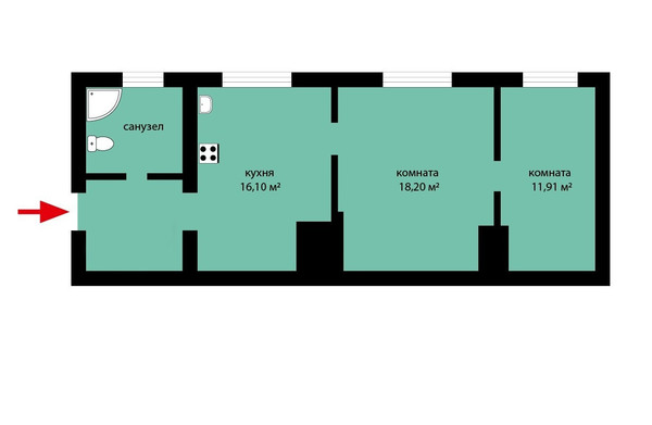 Продам двухкомнатную (2-комн.) квартиру, Степана Разина ул, 24, Колюткино с