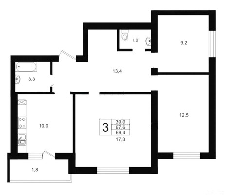 Продам трехкомнатную (3-комн.) квартиру, Цветочная ул, 1, Светлогорск г