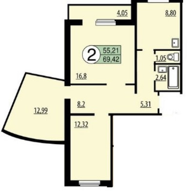 Продам двухкомнатную (2-комн.) квартиру, 9 Мая ул, 51, Красноярск г