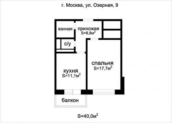 Продам однокомнатную (1-комн.) квартиру, Озёрная ул, 9, Москва г