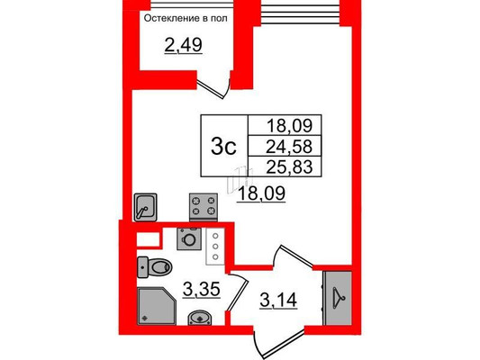 Продам однокомнатную (1-комн.) квартиру (долевое), Обуховской Обороны пр-кт, Санкт-Петербург г