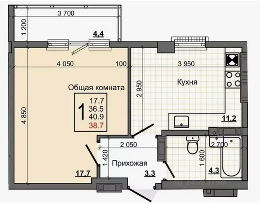 Продам однокомнатную (1-комн.) квартиру, Парковая ул, 2к2, Белоглинка с