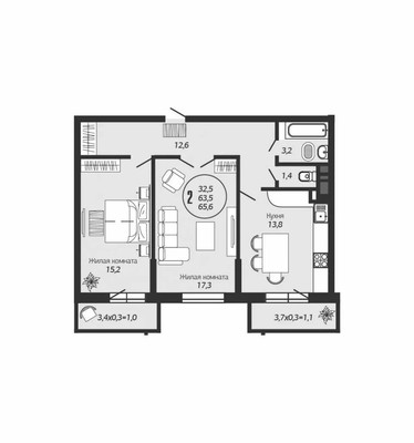 Продам двухкомнатную (2-комн.) квартиру, Автолюбителей ул, 1/7к3, Краснодар г