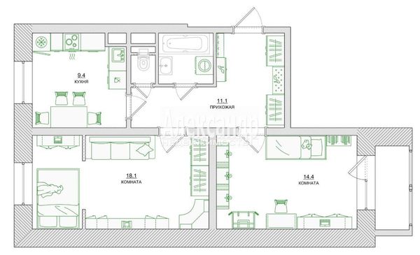 Продам двухкомнатную (2-комн.) квартиру, Бухарестская ул, 146к3, Санкт-Петербург г