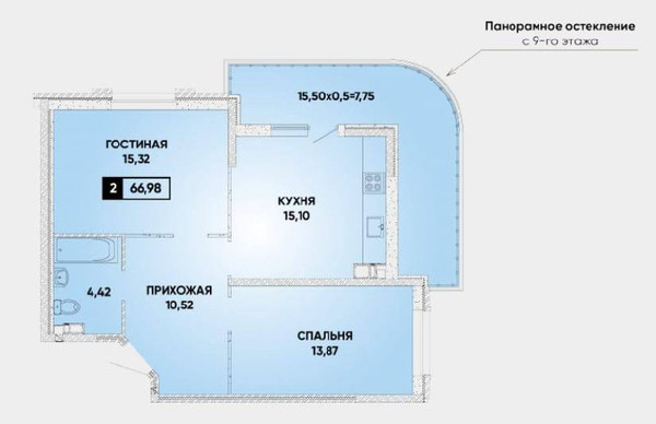 Продам двухкомнатную (2-комн.) квартиру, им. Мурата Ахеджака ул, 10ка, Краснодар г