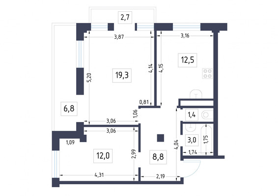 Продам двухкомнатную (2-комн.) квартиру, Малый В.О. пр-кт, 63/14, Санкт-Петербург г