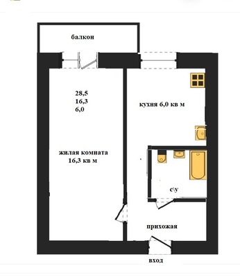 Продам однокомнатную (1-комн.) квартиру, Кронштадтская ул, 4а, Пенза г