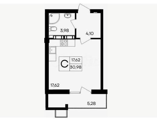 Продам однокомнатную (1-комн.) квартиру, Курганная ул, 31к3, Гвардейское пгт