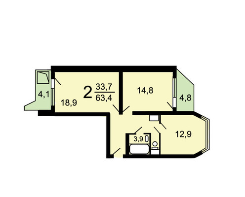 Продам двухкомнатную (2-комн.) квартиру, 3-я Мытищинская ул, 3к2, Москва г