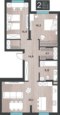 Продам двухкомнатную (2-комн.) квартиру, Большая Окружная 3-я ул, 243к1, Калининград г