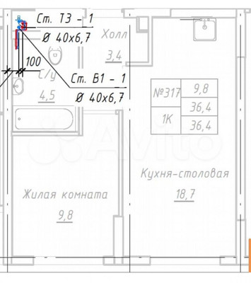 Продам однокомнатную (1-комн.) квартиру, Мурата Ахеджака ул, 5к1, Новороссийск г