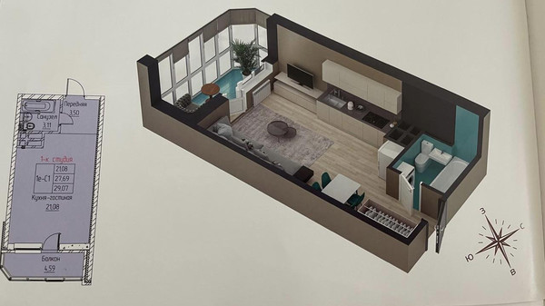 Продам однокомнатную (1-комн.) квартиру, Горсоветская ул, 77, Ростов-на-Дону г