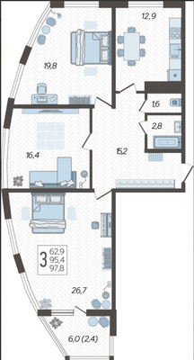 Продам трехкомнатную (3-комн.) квартиру, им. Валерия Гассия ул, 4/7к3, Краснодар г