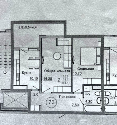 Продам двухкомнатную (2-комн.) квартиру, им. Селезнева ул, 4/10, Краснодар г
