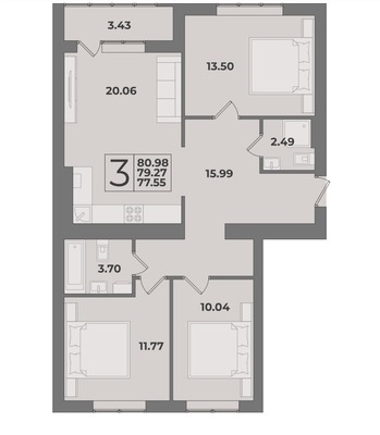 Продам трехкомнатную (3-комн.) квартиру, Суздальская ул, 15к3, Калининград г