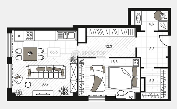 Продам двухкомнатную (2-комн.) квартиру, Большой Строченовский пер, 9, Москва г