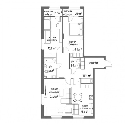 Продам трехкомнатную (3-комн.) квартиру, Дмитрия Павлова ул, 13, Нижний Новгород г