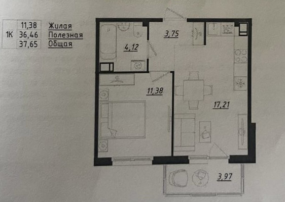 Продам однокомнатную (1-комн.) квартиру, Счастливая ул, 5к3, Фёдоровское гп