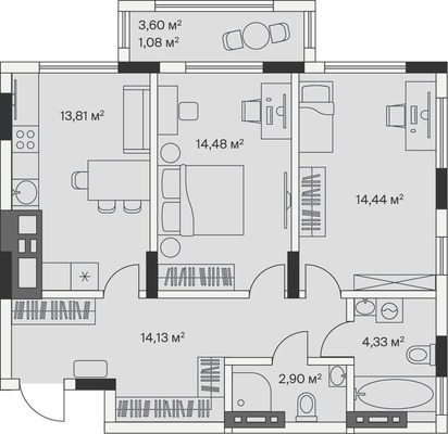 Продам двухкомнатную (2-комн.) , 2-й Портовый пер, 1, Малое Исаково п