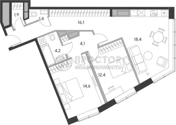Продам двухкомнатную (2-комн.) квартиру, Курского Вокзала пл, 1, Москва г