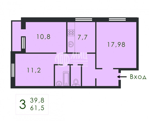 Продам трехкомнатную (3-комн.) квартиру, Солнечногорский проезд, 11, Москва г