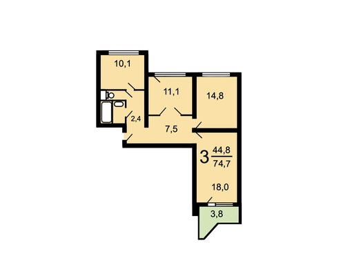 Продам трехкомнатную (3-комн.) квартиру, Сивашская ул, 7к2, Москва г